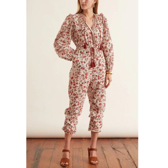 Ulla Johnson Delphine Jumpsuit Dress Ruffle Floral Print Cotton New XS-0